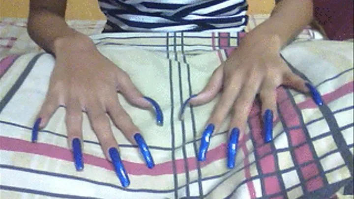 Blue nails in pillow