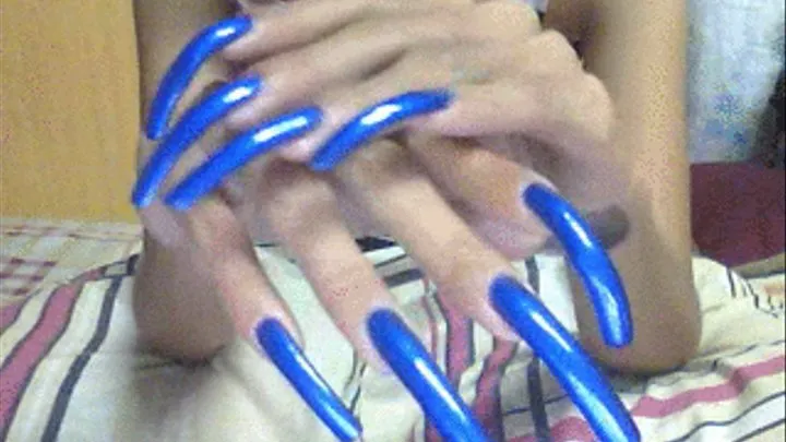 Blue nails close up