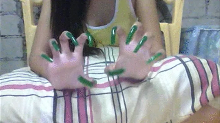 Green nails scratching air