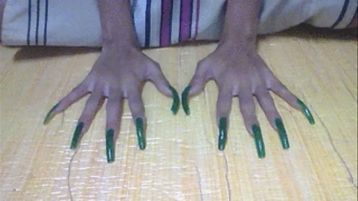 Green nails in flat surface