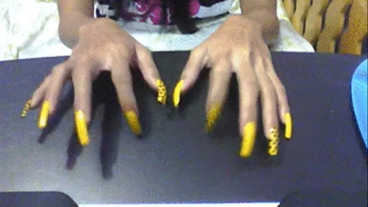 Black n yellow nails tapping