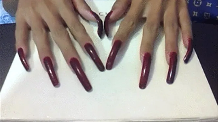 Deep red with dots nails in flat box