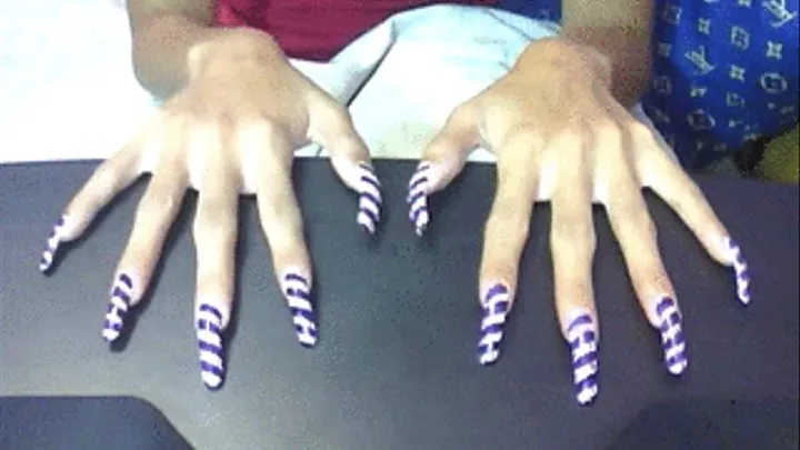 Stripes with dot nails in table..