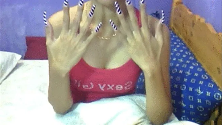 Stripes with dot nails back and front..