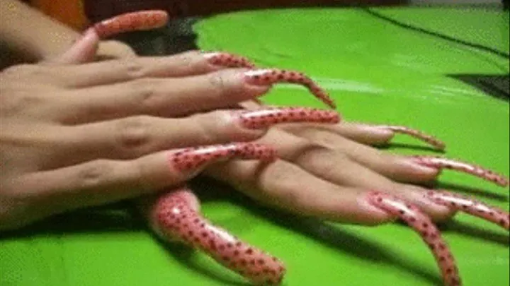 with dot nails close up