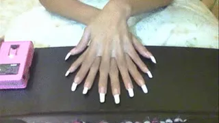 French manicure nails in flat surface..