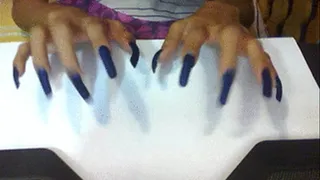 Blue velvet nails tapping..