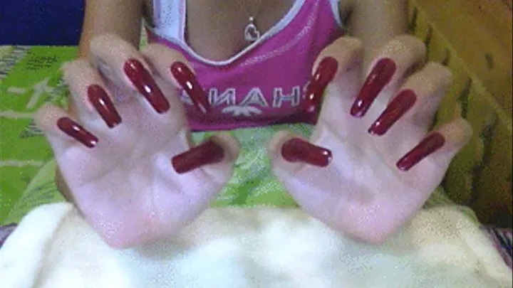 red nails air scratching..