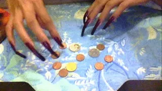 dark purple with little black nails pick coins