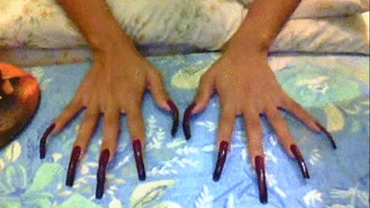 dark purple with little black nails in flat surface