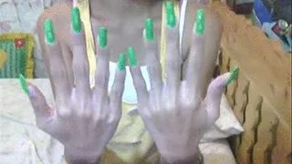 Apple green nails back and front