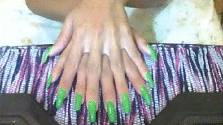 Apple green nails in flat surface