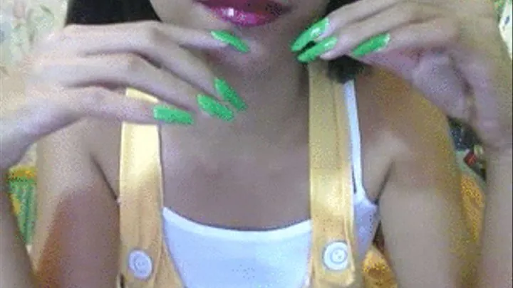 Apple green nails and lips