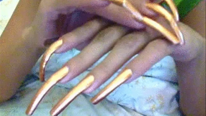 bronze gold nails close up