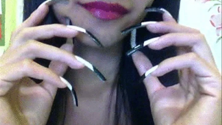 White and Black on Tip Nails and Lips