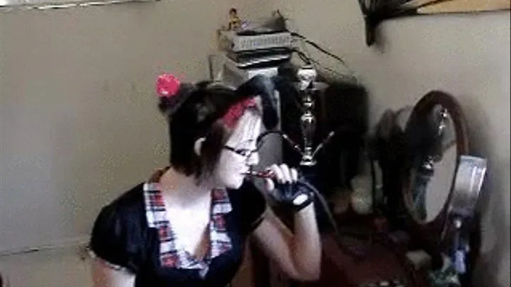 Schoolgirl Bunnie Lilith Smoking Hookah aug21 2010