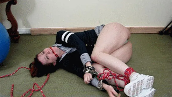 Bound School Girl gagged wearing Sneakers jun03 2011