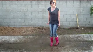 Rubber Wellies lilith jumping in mud feb02 2011