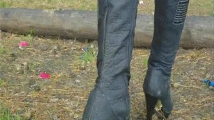 boot and jeans in forest