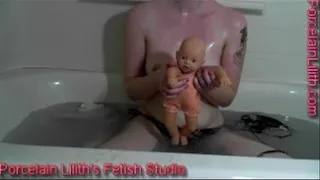 Lilith Playing with her Doll in the bath..