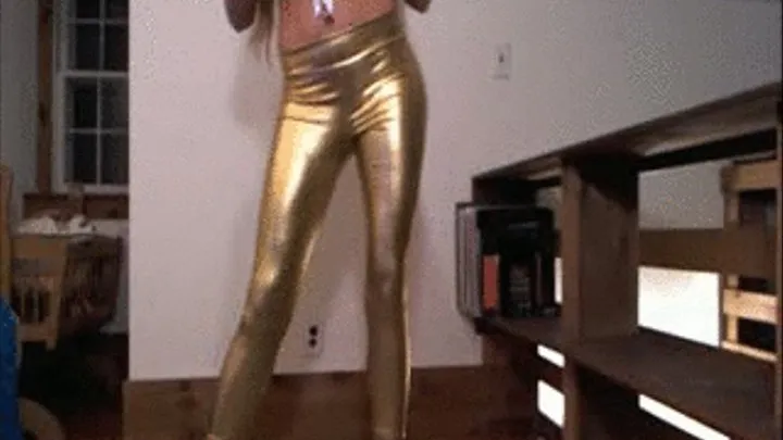 Gold Wet Look Leggings