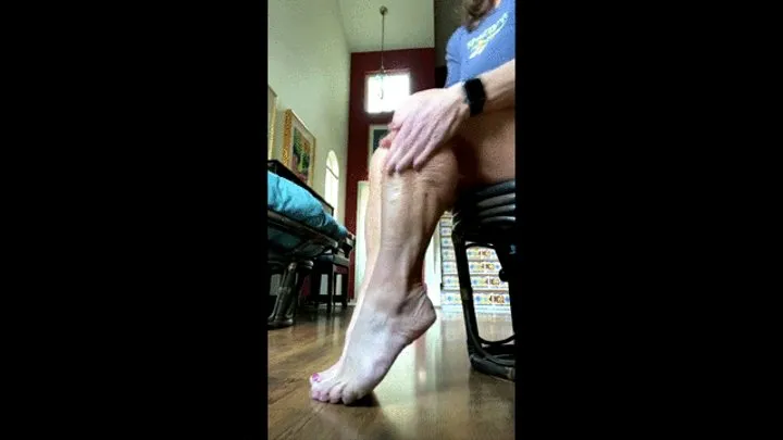 So Cal Muscular Calves Seated Oil Muscle Worship Barefeet and Standing Flex