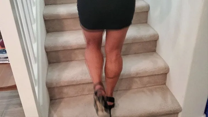 So Cal Black Black Mini High Heels and Barefeet Stairs