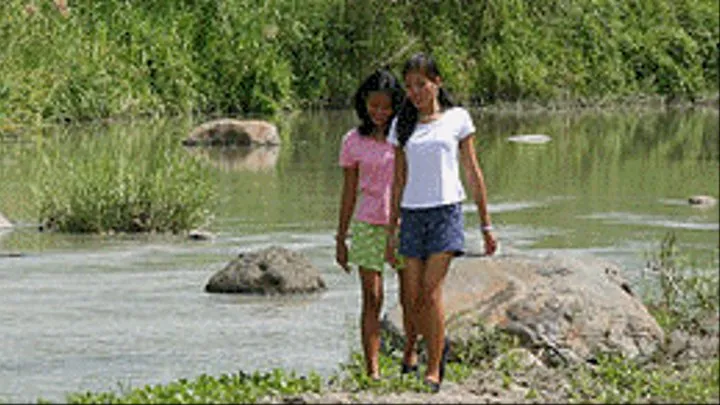 Cathy and Jane in River Mud