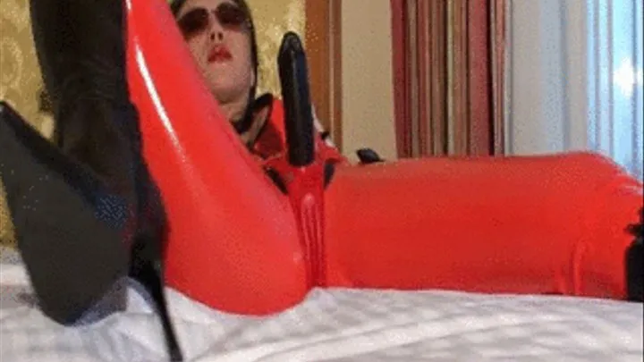 Red PVC Diva on Bed A-CAM