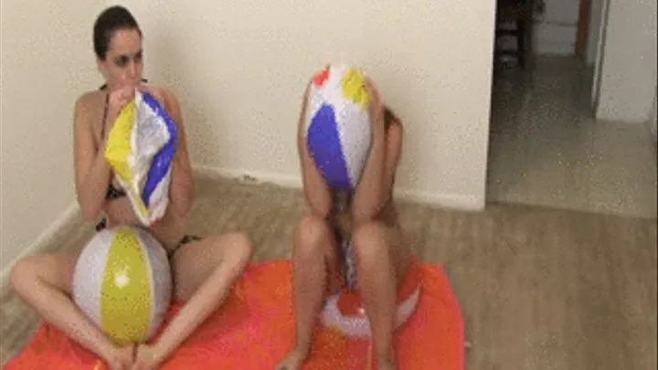 Britney and Dieta Blowing Beach Ball and losse tops.