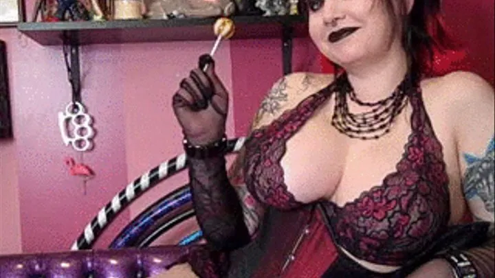 Gothic Goddess with Split tongue licks lollipop (Mov HD)