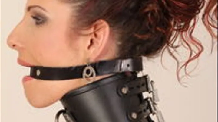 Yvette ring gagged in tight posture collar