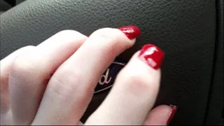 New Red Fake Nails Show Off While Driving