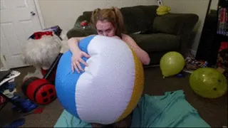 Harley Blows Up Beach Ball & Plays