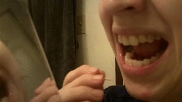 Tooth Picking In A Handheld Mirror
