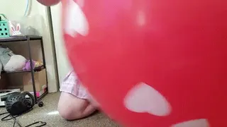 Purple Schoolgirl On Top of 36inch Red Balloon