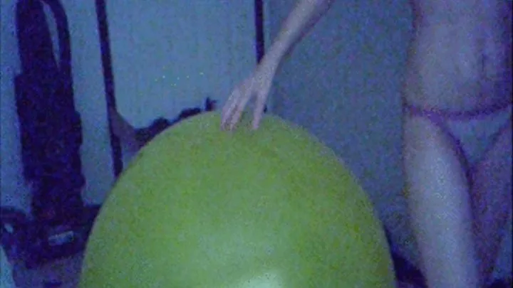 [Rear Angle] Illianna bounces and sits on a 36 inch balloon