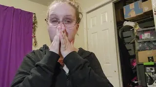 Nerdy Girl - White Hanky Nose Blowing