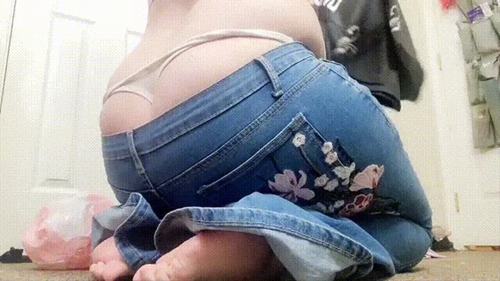 Embroidered Denim Ass Crack Tease