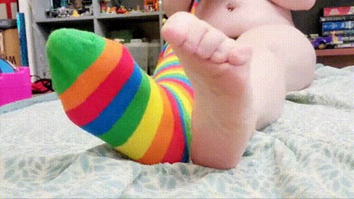 Rainbow sock tease
