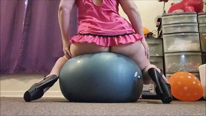 Pink Silk Teddy & Heels on a Yoga Ball