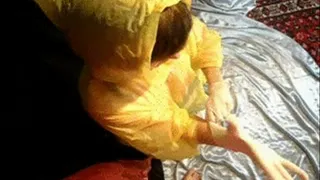 POV - Blowjob in Ponch and white rubber gloves