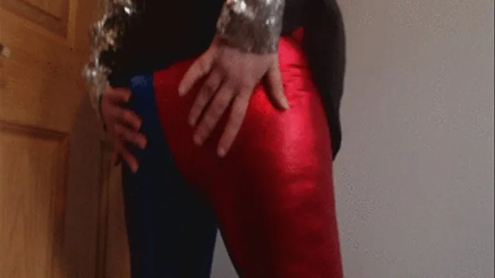 Shiny Red and Blue Ass Tease