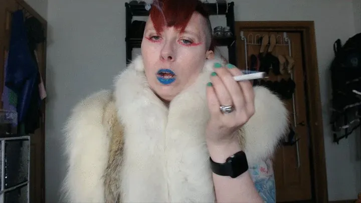 Smoking, Blue Lips, Fur, and Humiliation