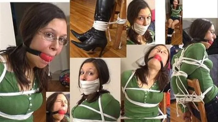 Crazy tight ropes and insanely tight ball gag ( Linda wearing glasses and good luck understanding one word she says with this tight drooling ball gag))