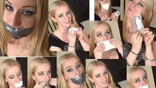 Lindsay's self gag duct tape and micrfoam tape gag demo