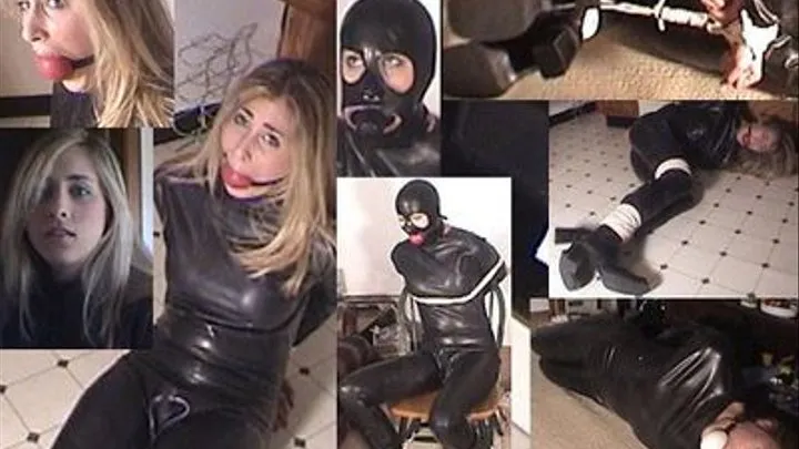 Amy in the latex spy game challenge