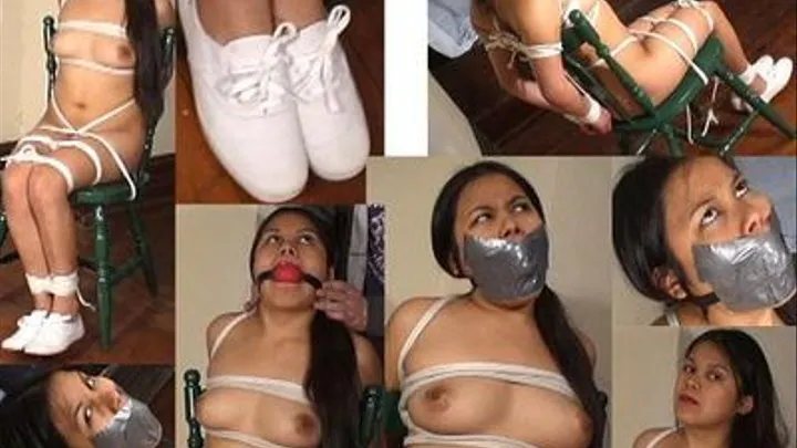 Even with duct tape over her ball gag she still drools!