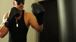 BIG MUSCULAR COP-HUNK DOMINATES THE BOXING BAG - -105