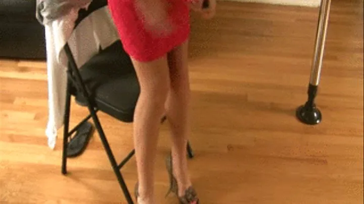 Sexy tan legs DANGLING wedges shoe play